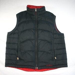 LL Bean Down Puffer Reversible Nylon Vest Women M
